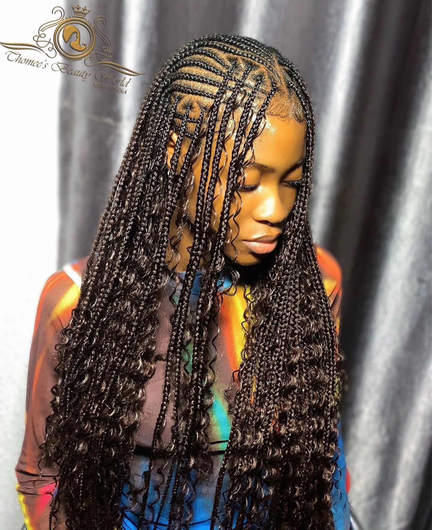 Dark Brown Braids With Curly Crown Dark Brown Braids With Curly Crown — Boho Hairstyles