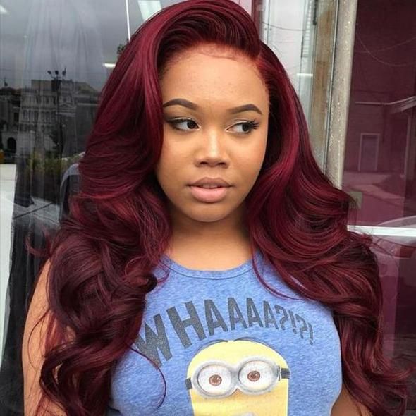 Mid-Back Deep Red Wavy Blowout Mid-Back Deep Red Wavy Blowout — Sew In Hairstyles