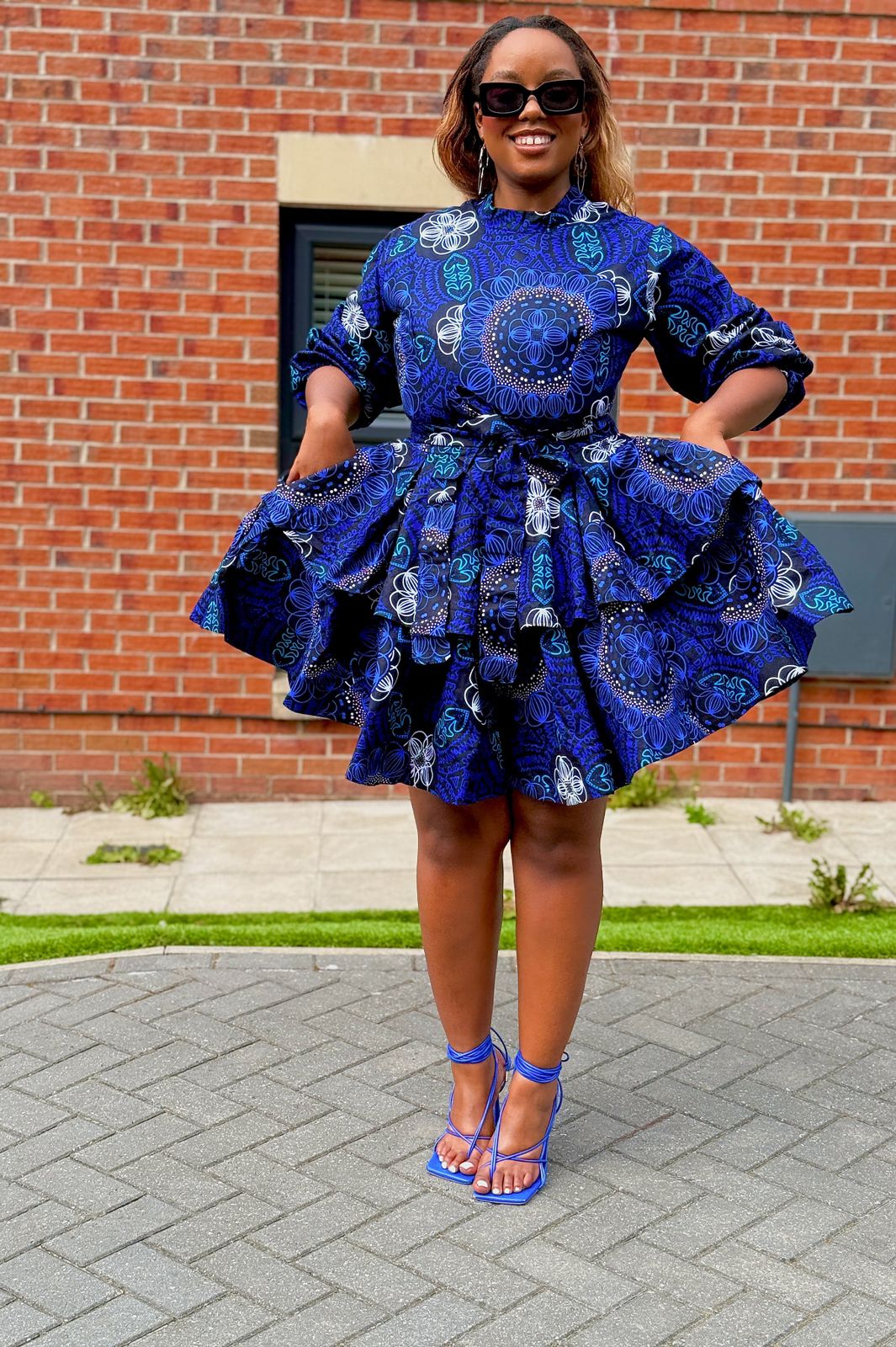 Playful Short Flare Dress with Layered Ruffles — African Print Dresses