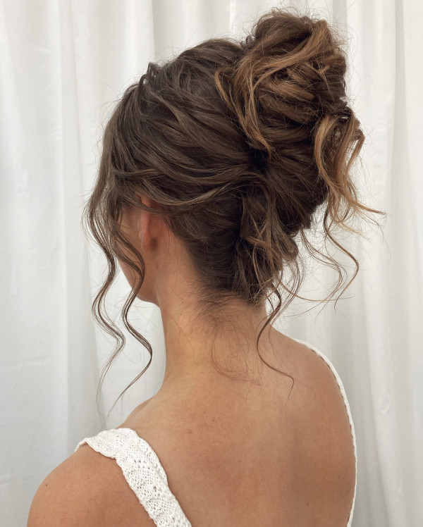 Dark Brown Balayage Piled-Up Updo Dark Brown Balayage Piled-Up Updo — Messy Updo