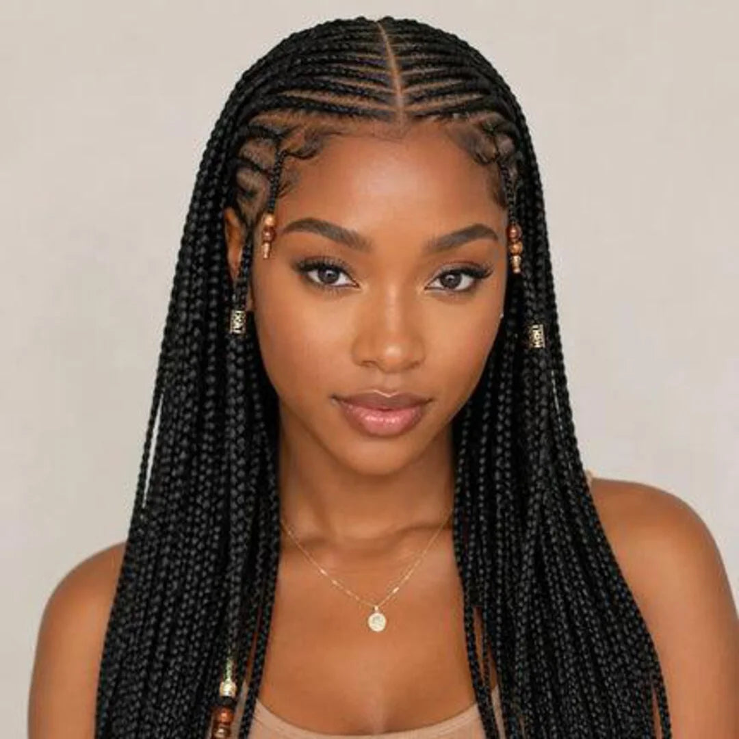 Thin Braids with Decorative Beads — Feed In Braids