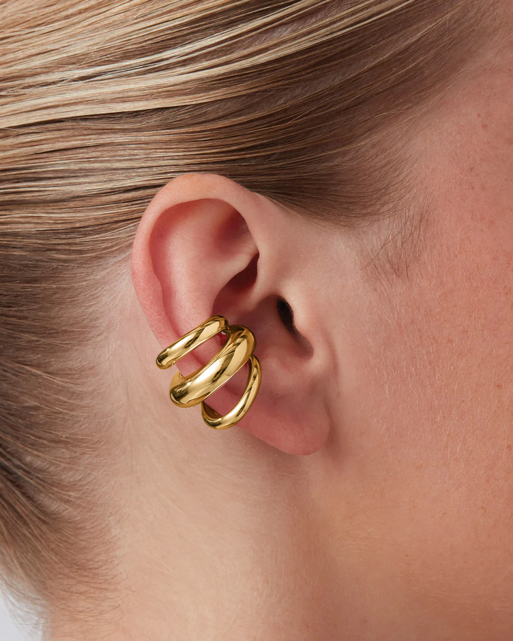 Modern Gold Triple Spiral Ear Cuff Statement Modern Gold Triple Spiral Ear Cuff Statement — Ear Cuffs