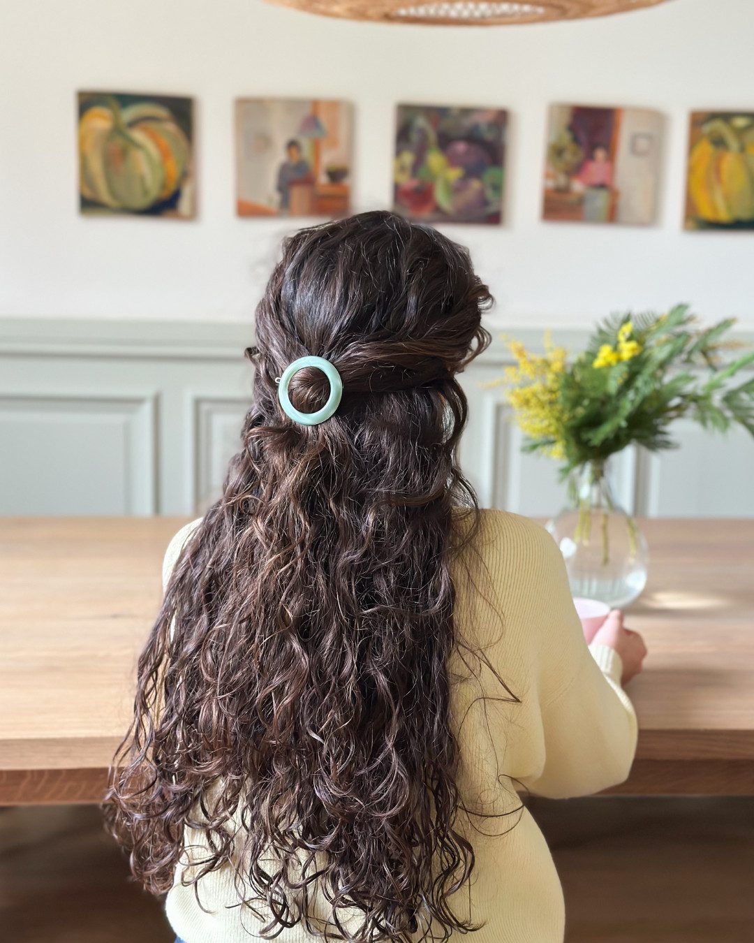 Half-Up Twisted Style With Circular Barrette — Barrette Hairstyles