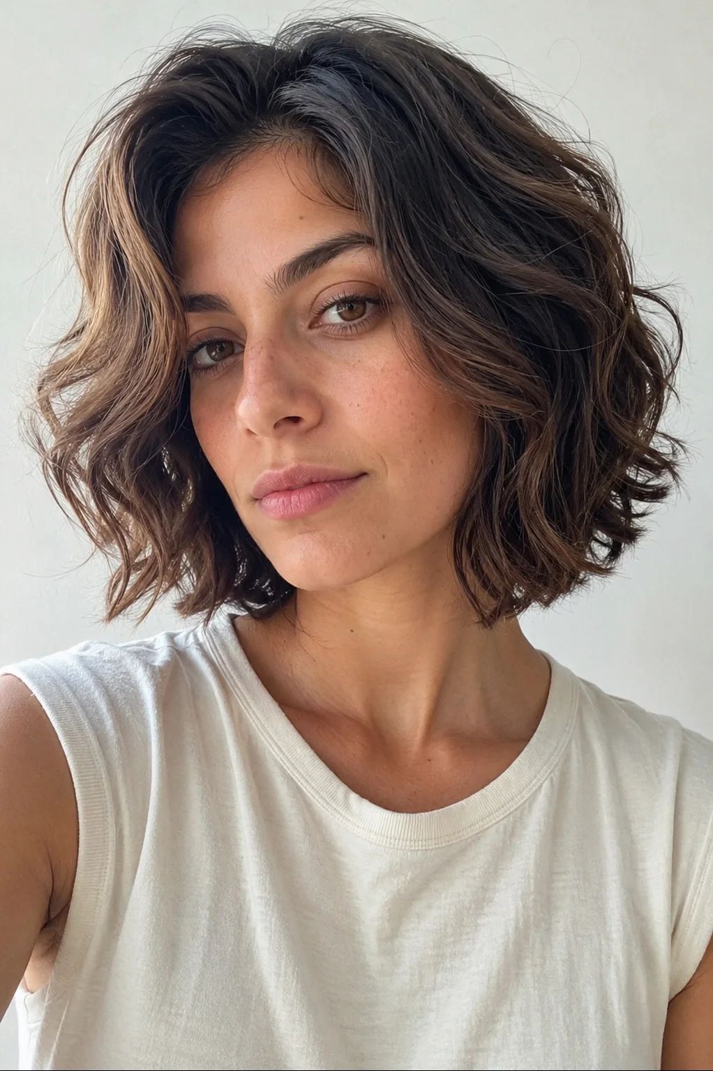 Textured Wavy Dark Brown Bob Textured Wavy Dark Brown Bob — Italian Bob