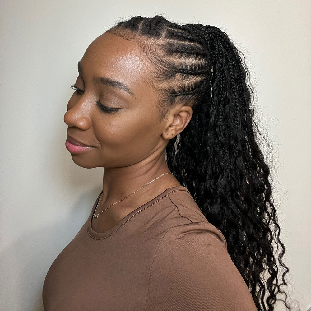 Cornrows Into High Wavy Ponytail — Braided Ponytail