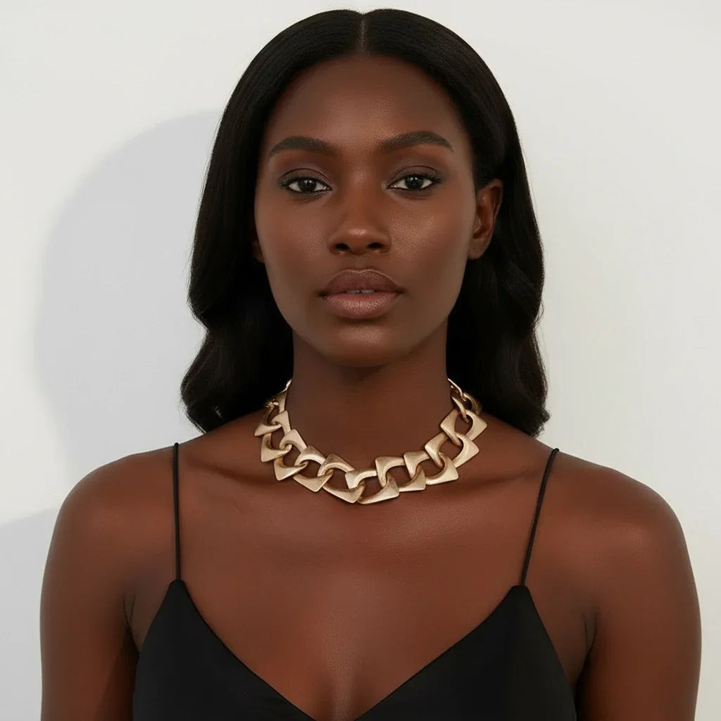 Geometric Link Chunky Gold Chain Necklace — Chunky Gold Necklaces
