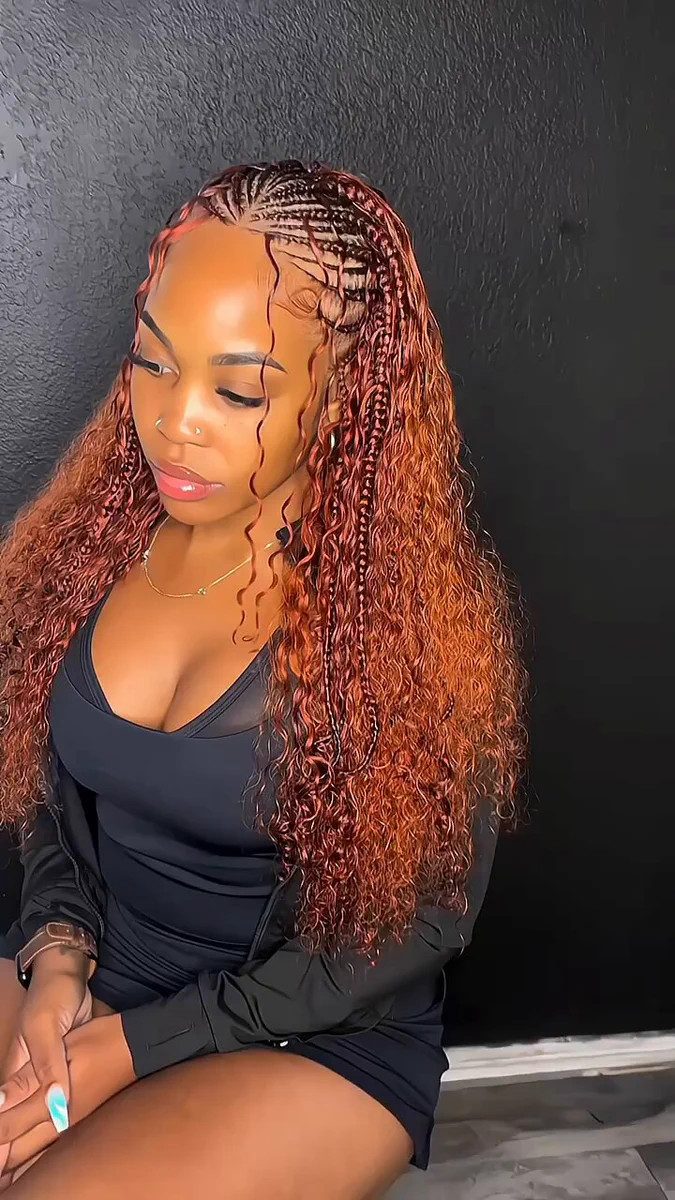 Ginger Cornrows With Loose Wavy Strands Ginger Cornrows With Loose Wavy Strands — Ginger Braids