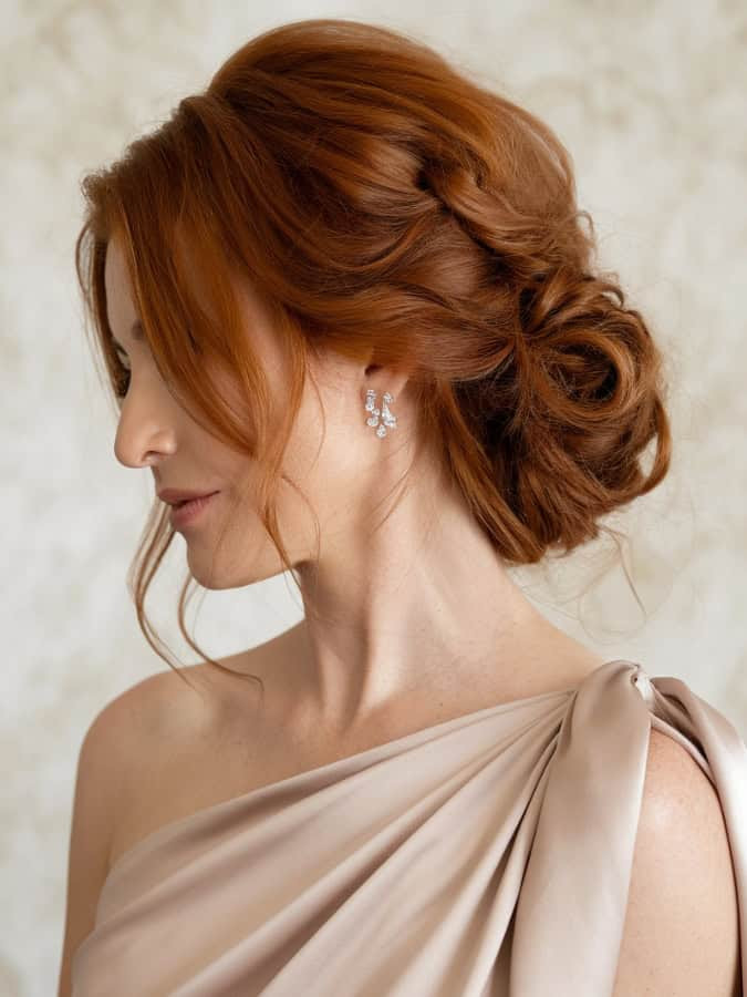 Visual Idea — With Loose Strands Framing The Face Visual Idea — With Loose Strands Framing The Face — Rehearsal Dinner Hairstyles