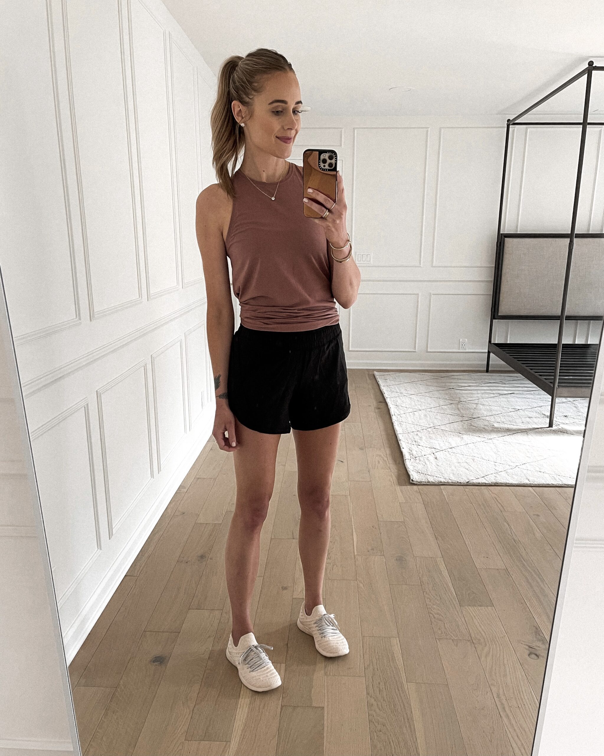 Effortless Mauve Tank and Black Shorts Combo Effortless Mauve Tank and Black Shorts Combo — Lululemon Outfits