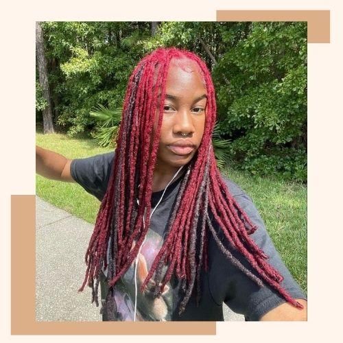 Shoulder-Length Black to Pink Ombre Box Braids — Two Tone Braids