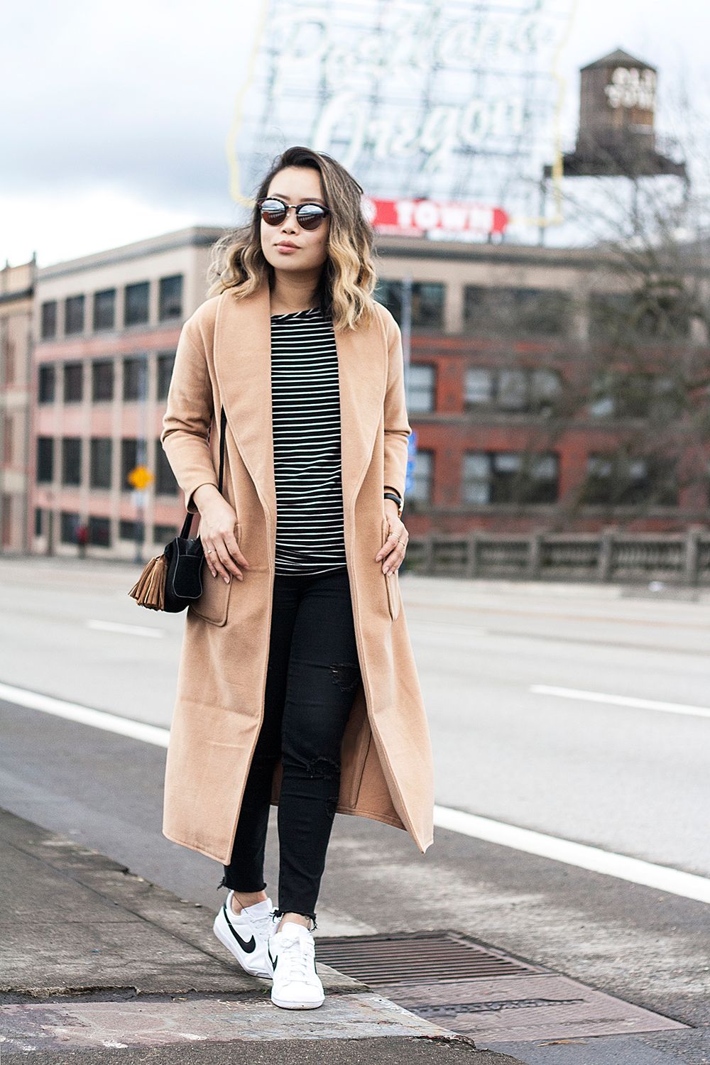 Chic Camel Coat for Smart Casual City Wear Portland Outfits