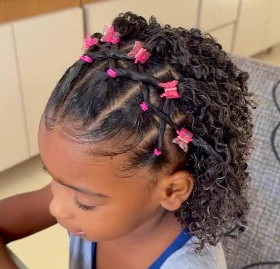 Intricate Braids With Pink Butterfly Clips Intricate Braids With Pink Butterfly Clips — Little Black Girl Hairstyles