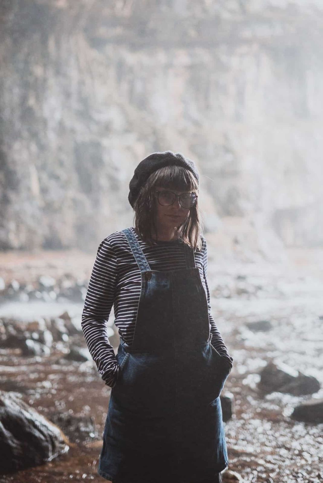 Denim Overalls with Striped Shirt and Beret — Scotland Outfits