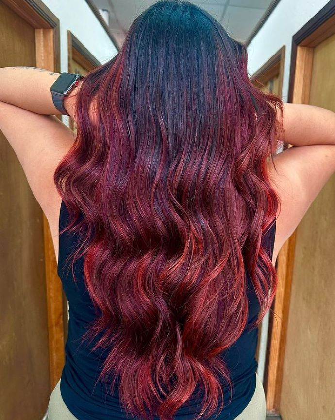 Deep Maroon with Red Highlights Deep Maroon with Red Highlights — Maroon Hair