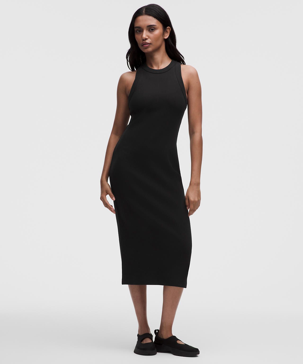 Casual Black Ribbed Knit Midi Dress Casual Black Ribbed Knit Midi Dress — Dresses for Skinny Girls