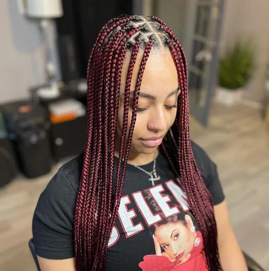 Visual Idea — Burgundy Braids