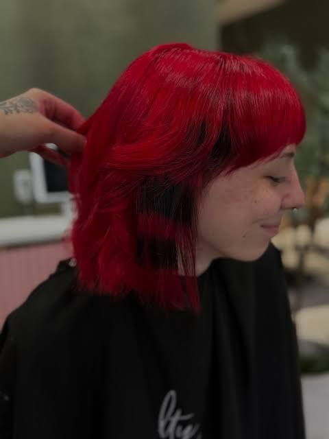 Vibrant Red Visual Idea — Emo Hair