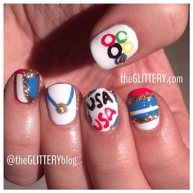 Red Blue French Tip Nails Red Blue French Tip Nails — Gymnastics Nails