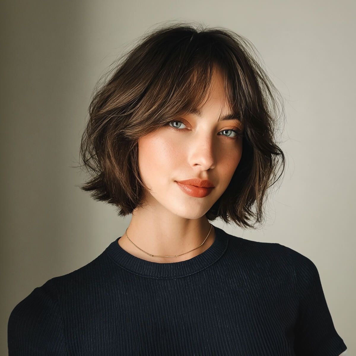 Sleek Blunt Bob with Soft Curtain Bangs Sleek Blunt Bob with Soft Curtain Bangs — Bob with Curtain Bangs