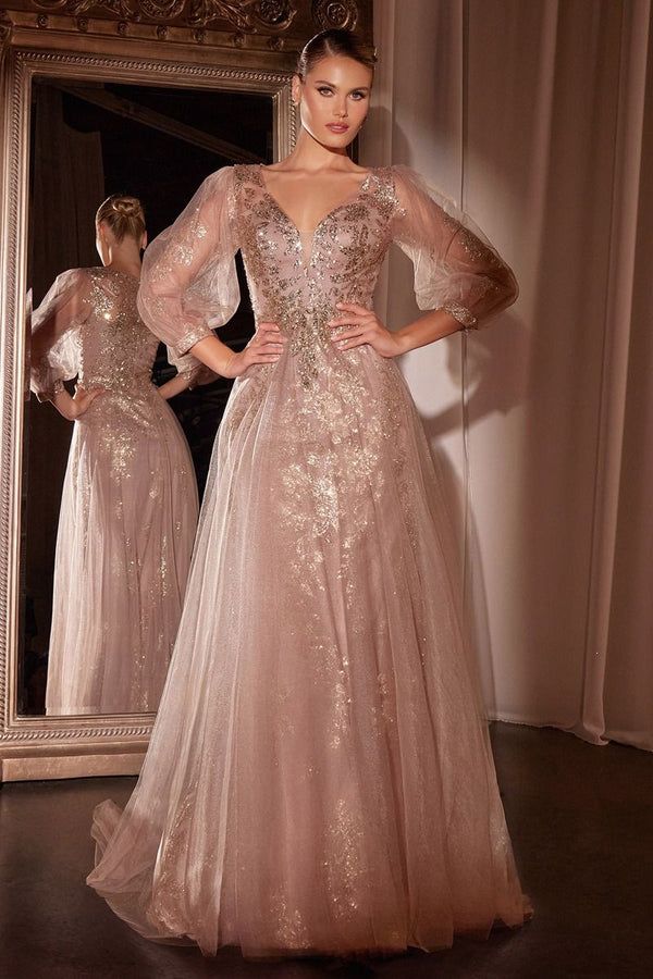 Rose Gold Tulle Maxi Dress: Formal Glamour Dresses for Tall Women