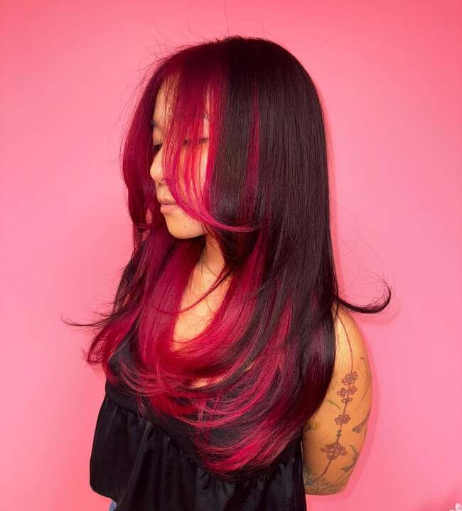 Dark Base With Fuchsia Highlights Visual Idea Dark Base With Fuchsia Highlights Visual Idea — Fuchsia Hair