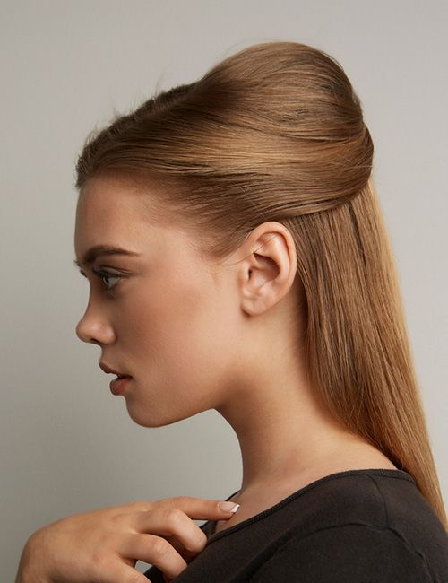 Medium Blonde Swept Back Medium Blonde Swept Back — Half Up Half Down Straight Hair