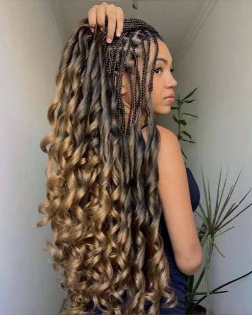 long hairstyles in braids and curly