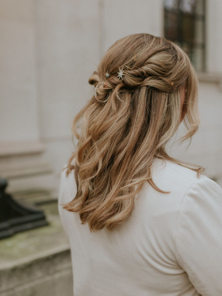 Ash Blonde Half Up with Star Pins Ash Blonde Half Up with Star Pins — Half Up Half Down Thin Hair
