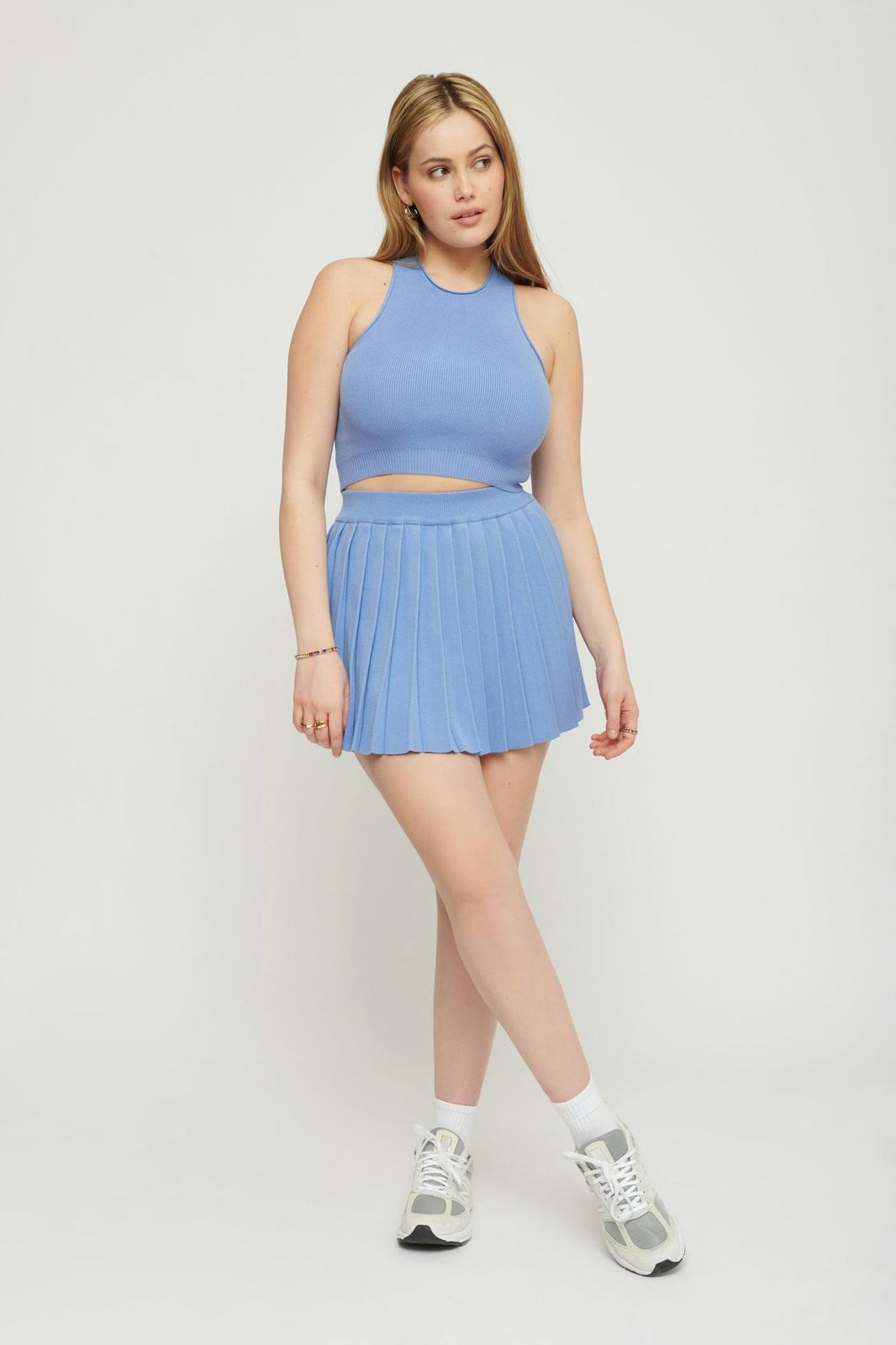 Ribbed Knit Texture: Blue Tennis Skirt Ensemble — Tennis Skirts