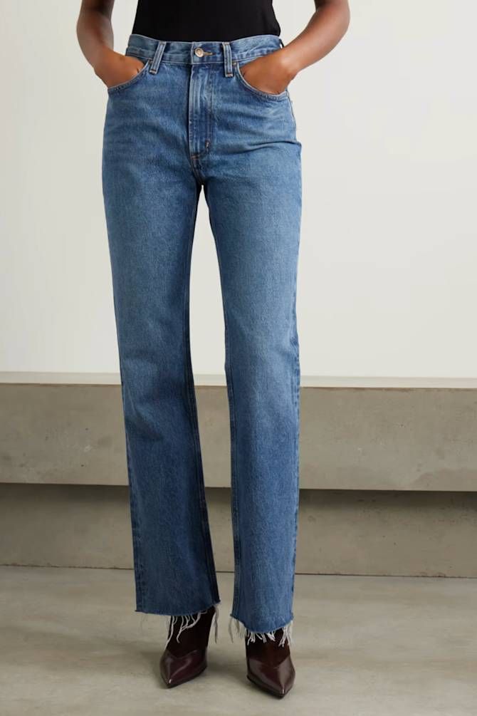Textural Play: Medium Wash Bootcut Jeans with Fringed Hem and Burgundy Heels Textural Play: Medium Wash Bootcut Jeans with Fringed Hem and Burgundy Heels — Bootcut Jeans Outfits