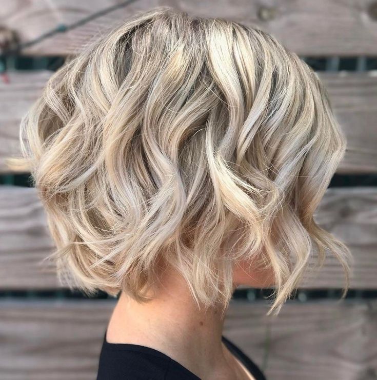 Blonde Bob With Textured Waves Blonde Bob With Textured Waves — Haircuts for Thin Hair