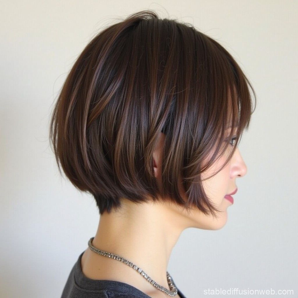 Stacked Layered Dark Brown Bob Stacked Layered Dark Brown Bob — Short Bob