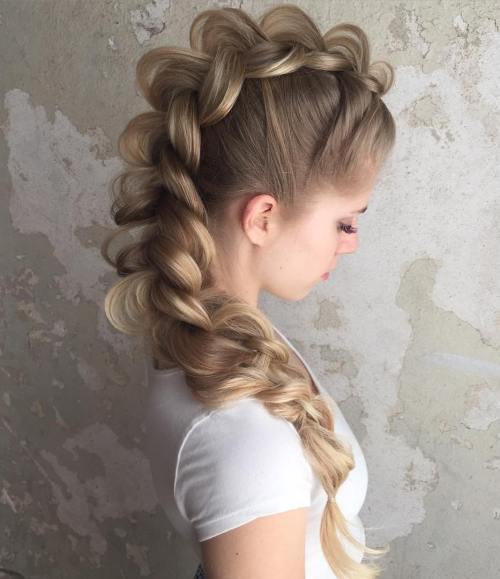 Ash Blonde Mohawk-Like Braid — Dragon Braid