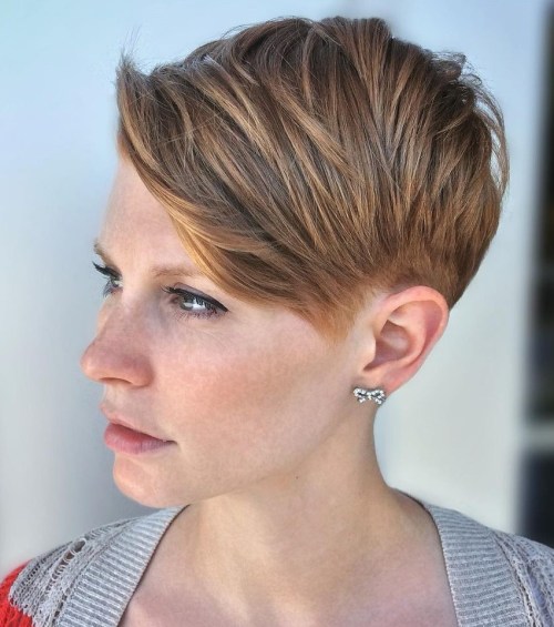 Thick Dark Brown Pixie With Texture — Undercut Pixie