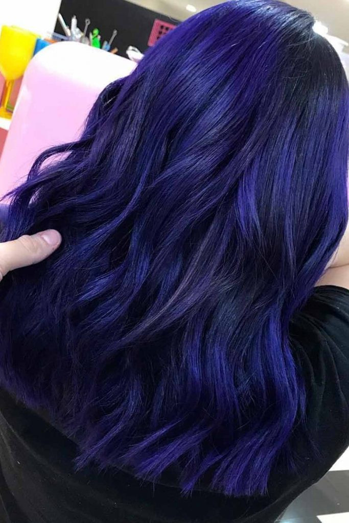Shoulder Visual Idea Shoulder Visual Idea — Purple Highlights on Black Hair