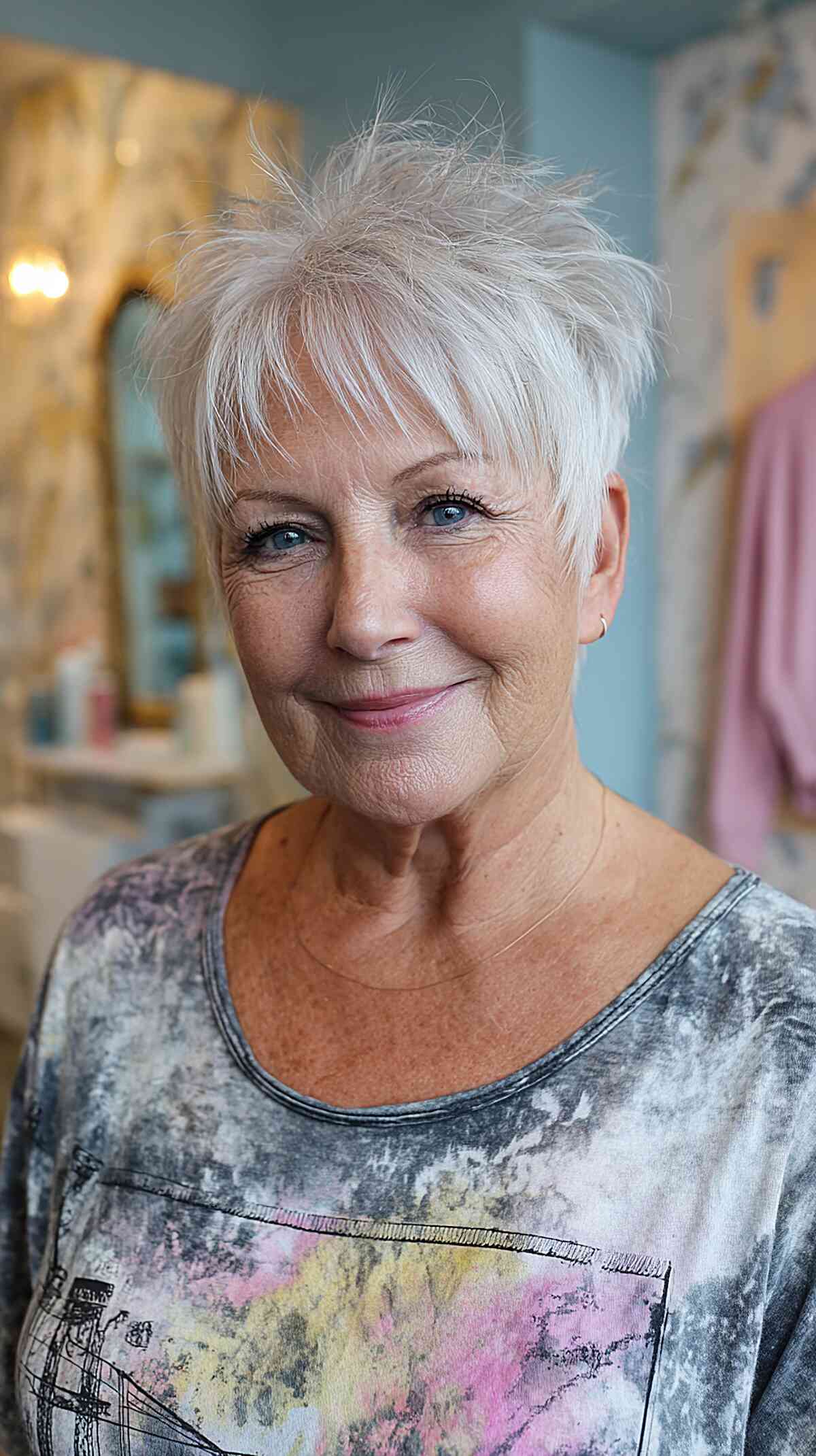 Silver White Spiky Pixie With Wispy Bangs — Spiky Hair