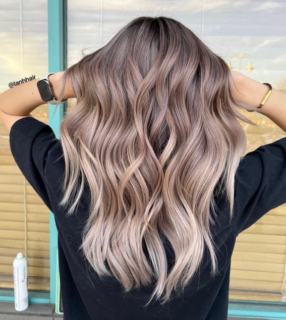Dark Brown Base With Ash Blonde Balayage Visual Idea — Milk Tea Hair