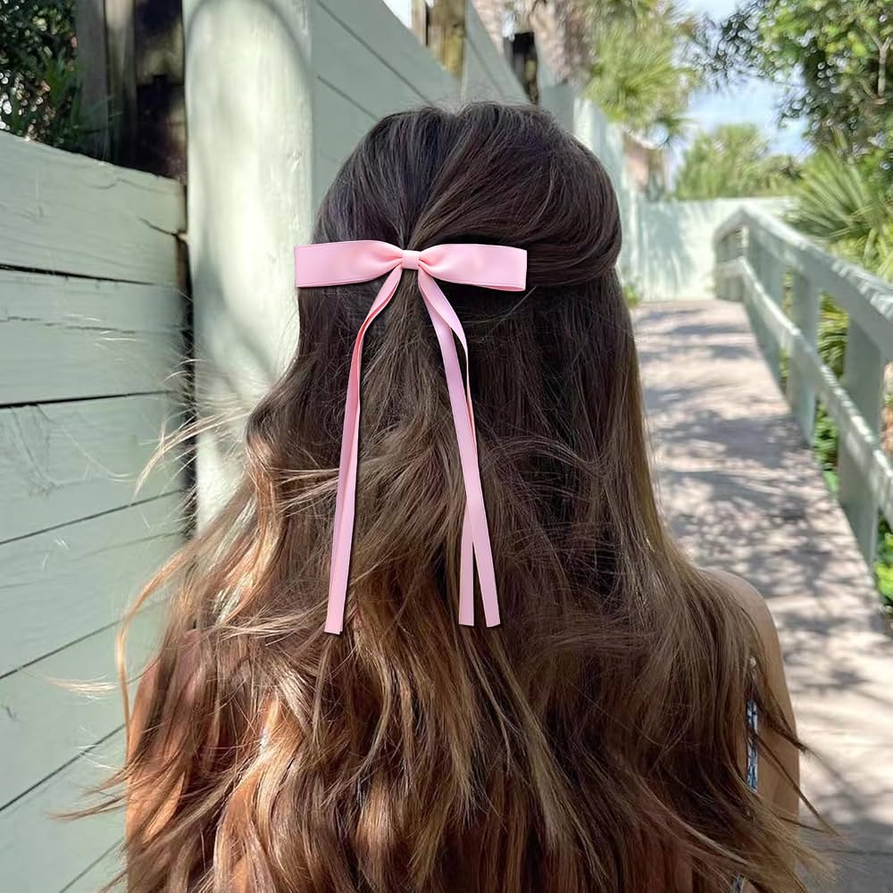 Half-Up Half-Down With Pink Ribbon — Preppy Hairstyles
