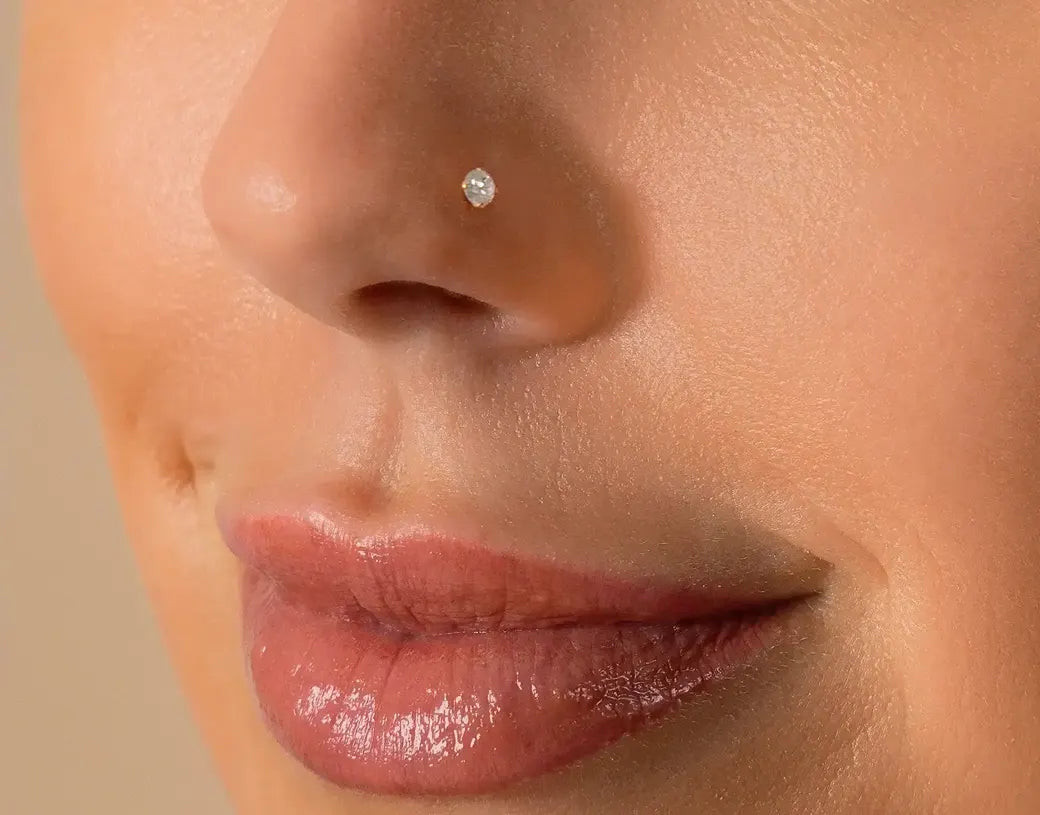 Small Sparkling Nose Stud with Clear Stone for Subtle Shine Small Sparkling Nose Stud with Clear Stone for Subtle Shine — Nose Piercing Ideas