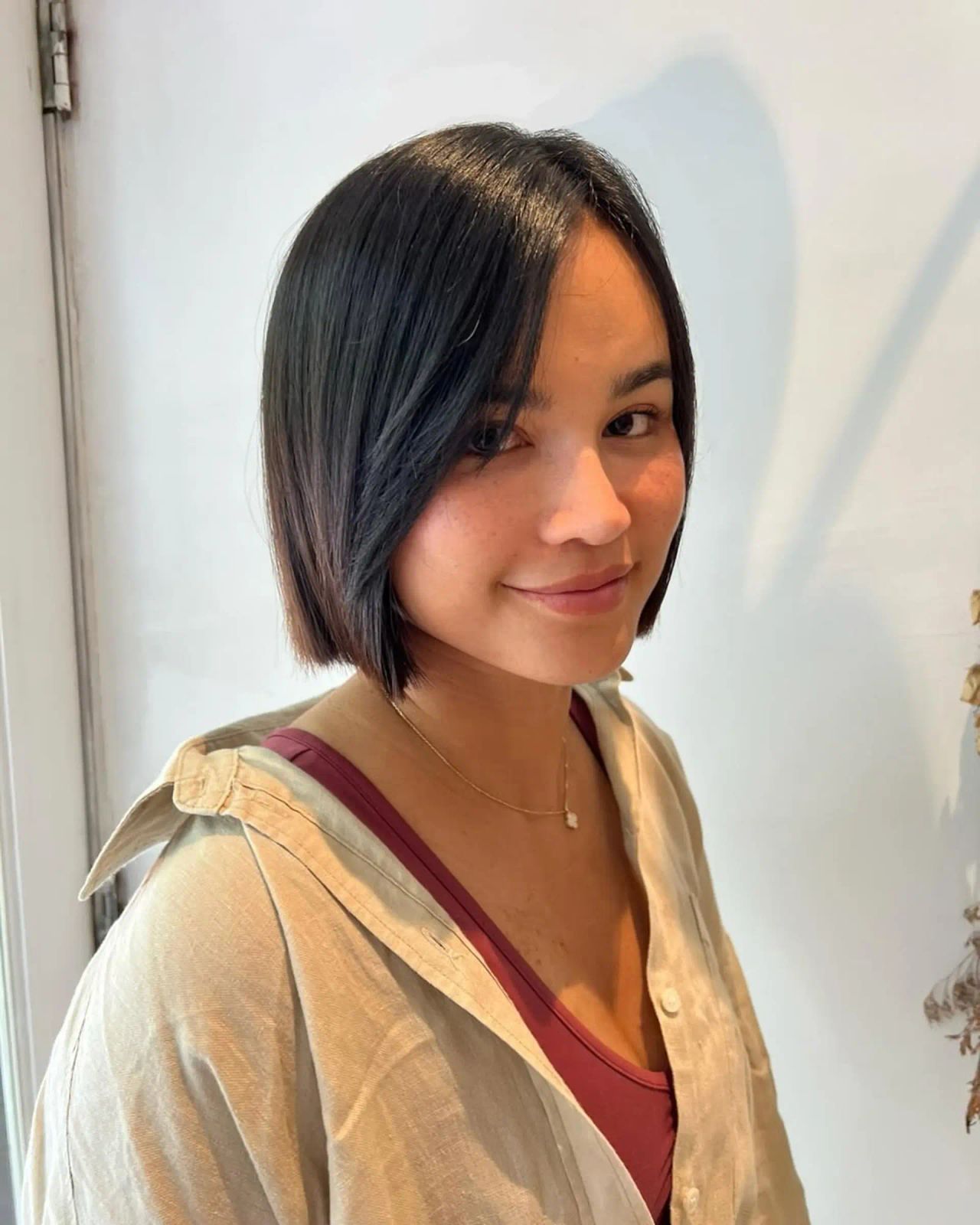 Sleek Black Bob With Sharp Ends Sleek Black Bob With Sharp Ends — Blunt Bob