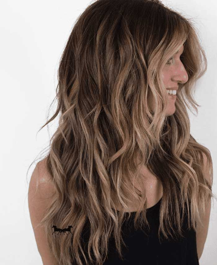 Back View Medium Crop Visual Idea — Highlights on Dark Hair
