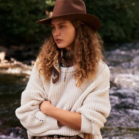 Chunky Knit Sweater with Fedora and Scarf — Anthropologie Outfits
