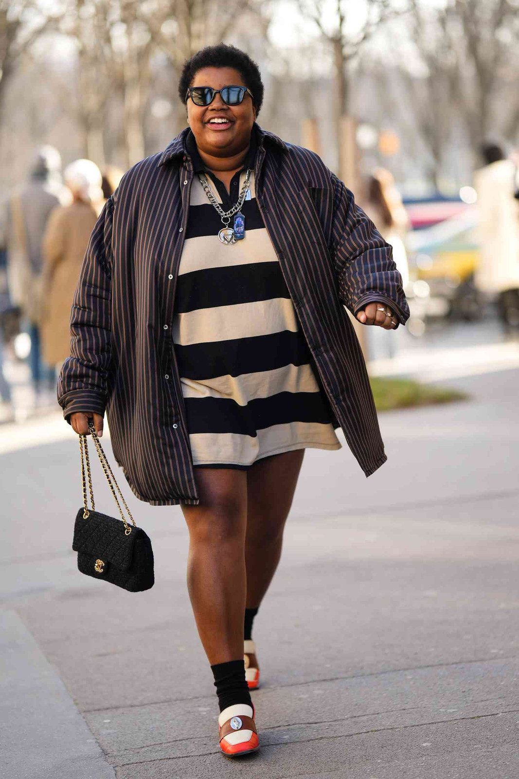Sleeveless Mini Dress, Blazer, and Patent Loafers with Gold — Loafers with Dress Outfits