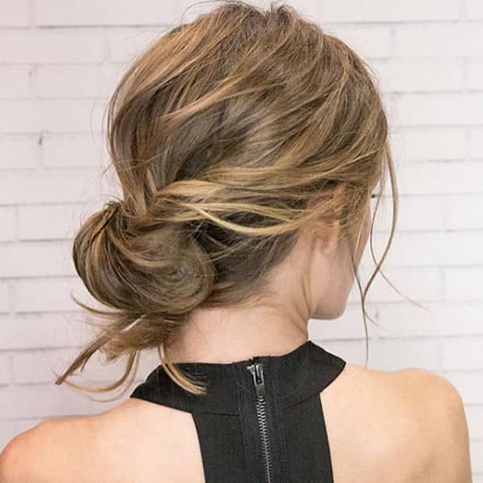 Smooth Twisted Low Bun with Ash Blonde — Updos for Medium Hair