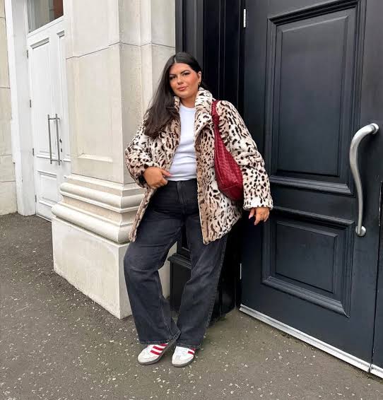 Statement Casual: Leopard Print Coat with White Adidas Samba Statement Casual: Leopard Print Coat with White Adidas Samba — Adidas Samba Outfits