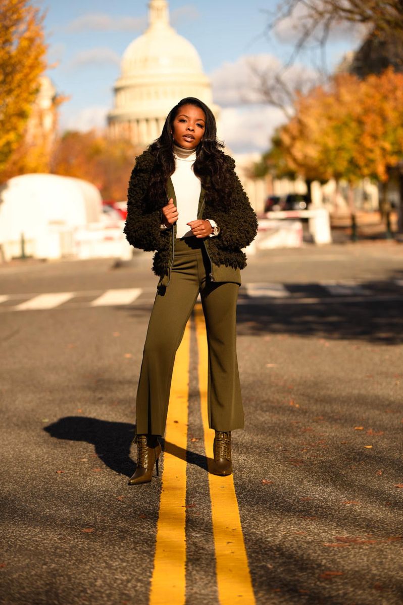 Textured Green Jacket for Casual Daytime Textured Green Jacket for Casual Daytime — Washington DC Outfits