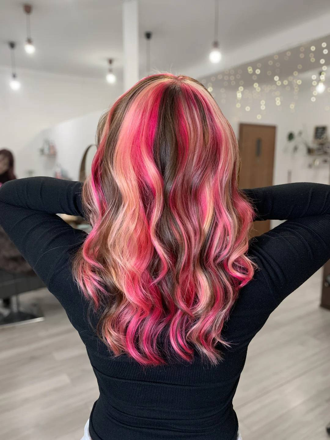 Mid-Back Balayage With Brown, Pink, Blonde — Neapolitan Hair