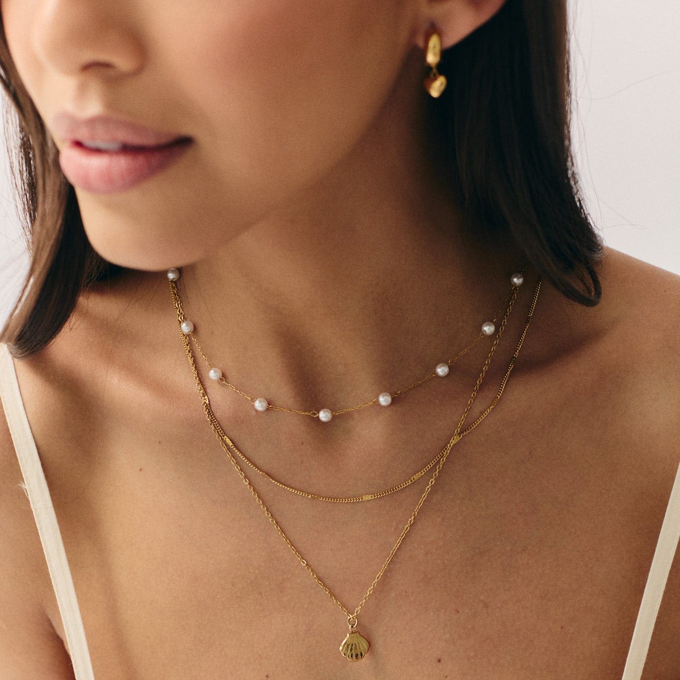 White Strap Top Outfit Idea White Strap Top Outfit Idea — Layered Necklaces