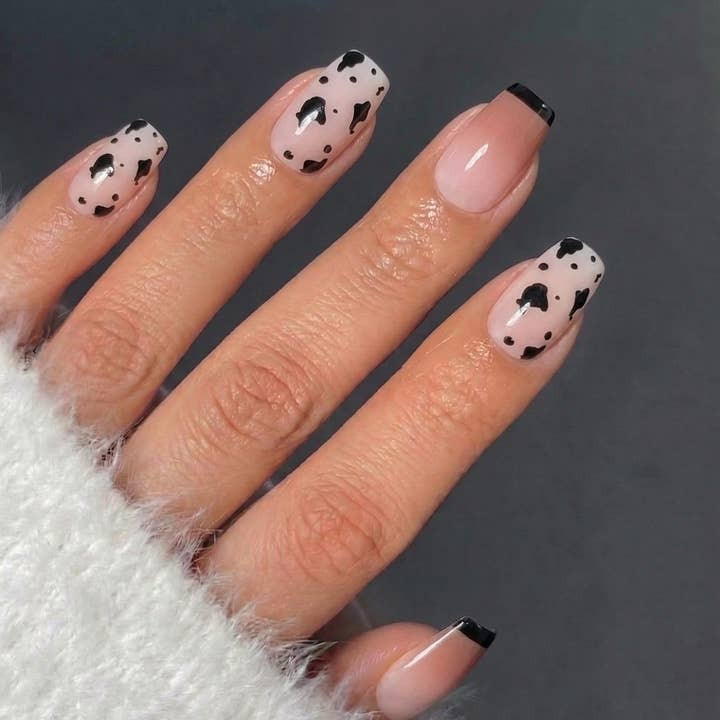 Nude Base With Black And French Tips Visual Idea Nude Base With Black And French Tips Visual Idea — Rodeo Nails