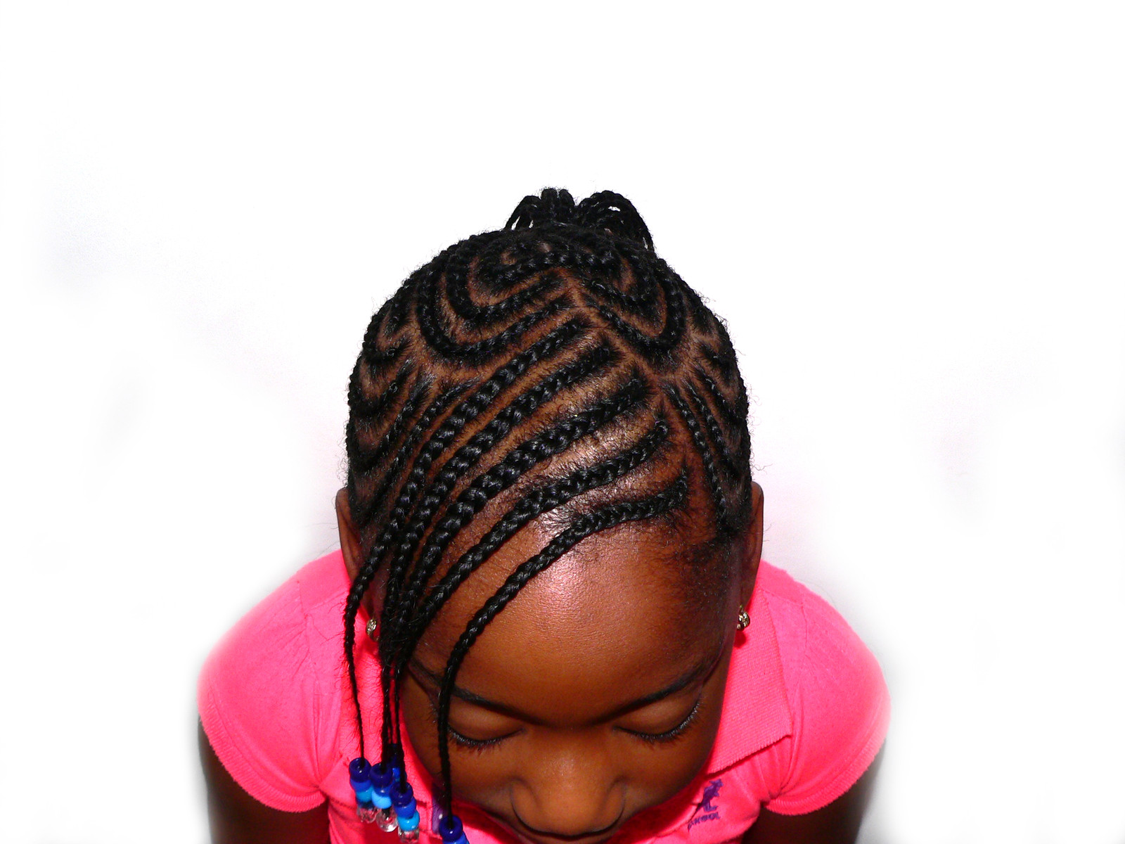 Heart Cornrows Into Ponytail — Kids Braids with Beads